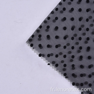 100% polyester Polka Dot Black Flocking Tulle Tulle